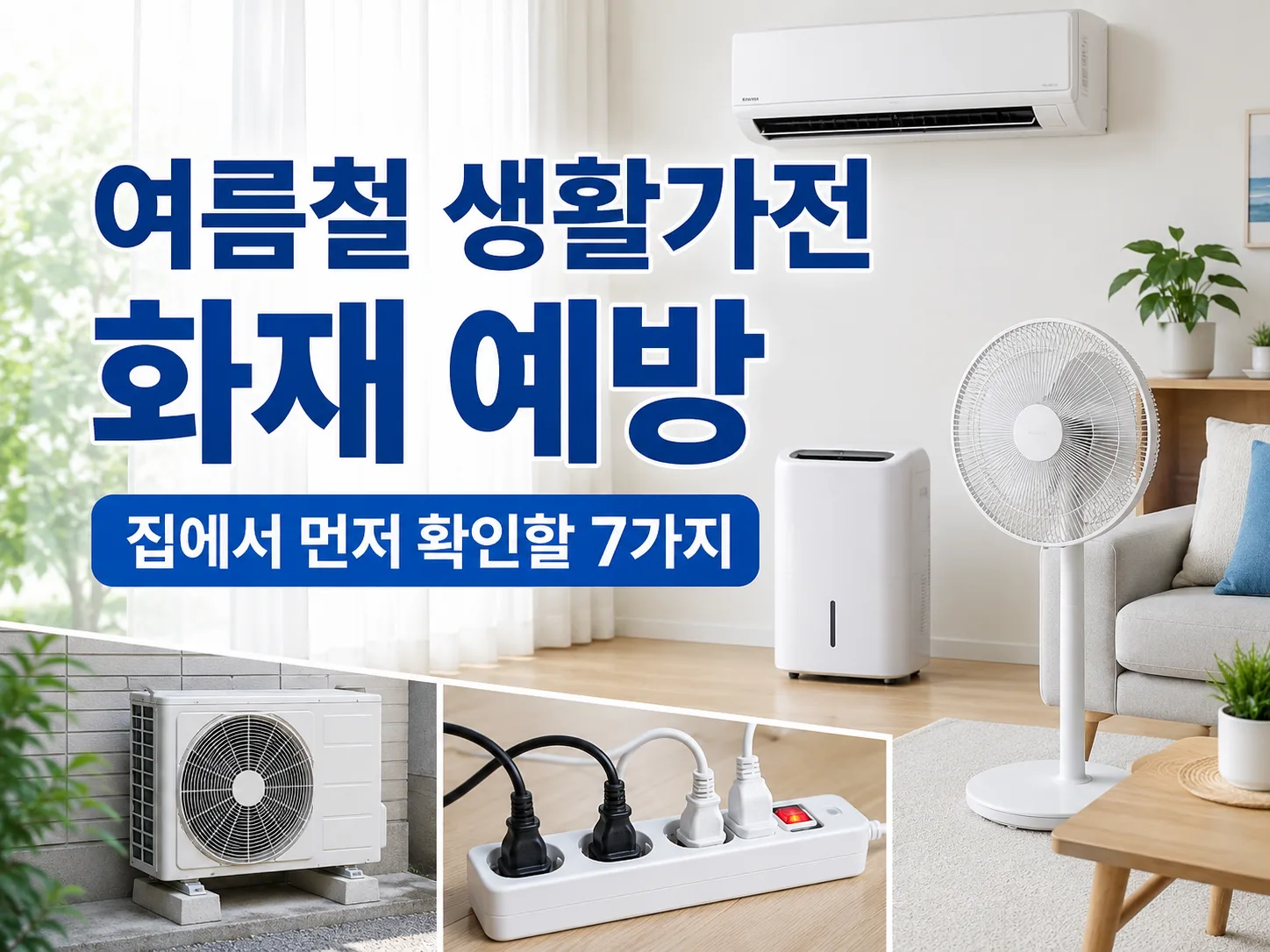 여름철 생활가전 화재 예방을 위해 콘센트와 멀티탭을 점검하는 모습